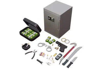 24 MORE objects gameready CRIMINAL PACK Low-poly 3D model