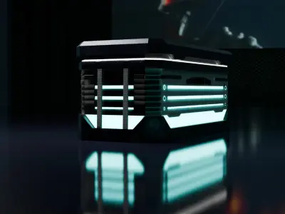 Cyberpunk Tron Crate Low-poly 3D model