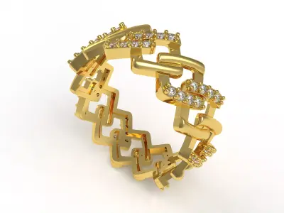 Square Cuban Link Ring 3D print model