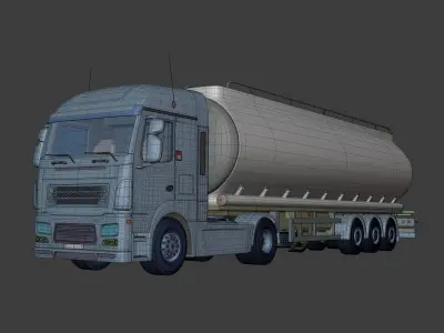 Generic Semi Trailer Fuel Truck with Modern Design 3D model