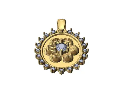 Oval diamond florentine rosette pendant charm 3D print model
