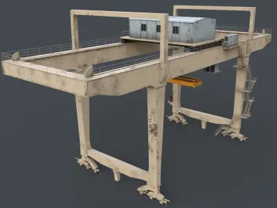 PBR Rail Mounted Gantry Crane RMG V1 - White Low-poly 3D model