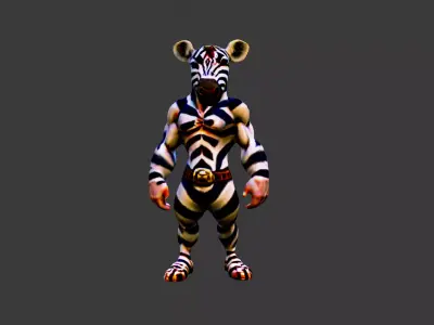 Zebra Man Low-poly 3D model