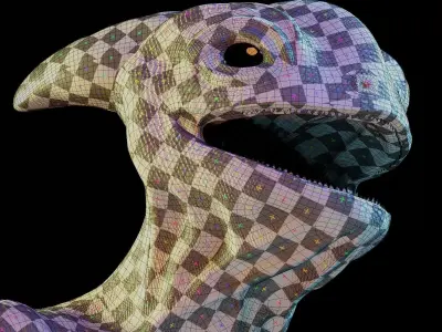 Reptile dinosaur character with green scales 3D model