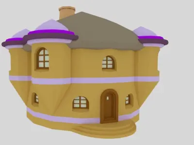 LOW POLY MEDIEVEL HOUSE 3  MANSION MODEL CARTOON STYLE Low-poly 3D model