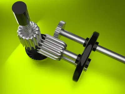  Mechanical Gear with Chrome and Glossy texture Low-poly 3D model