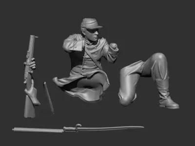 Historical soldier crouching 3D print model