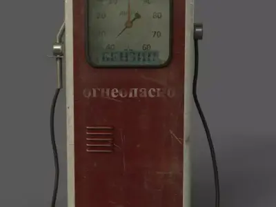Gas station USSR Free low-poly 3D model
