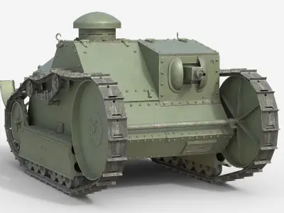 American Light Tank M1918 Ford 3-ton tank Low-poly 3D model