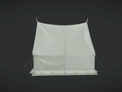 military-style canvas tent 3D model