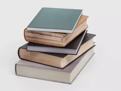 Pile of 5 Blank Books - Realistic Hardcover Publications Set 3D model