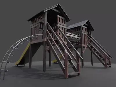 Wooden Kids Playground Free low-poly 3D model