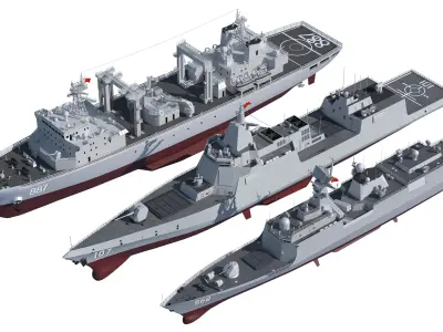  055 Zunyi Ship 054A Hengyang Ship 903 Replenishment Ship 3D model