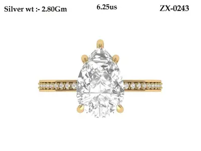  Pear Solitaire Ring 3D print model purchase