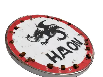 Distressed Dragon Target Shield Low-poly 3D model