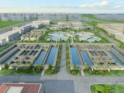 Wastewater treatment filtration plant 3D model