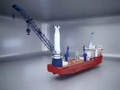 Crane Ship Used Low-poly 3D model