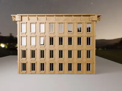 Rome Inspired Neoclassical Building Facade Low Poly 3D model
