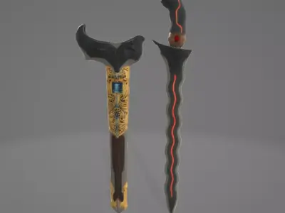 Futuristic Javanese Kris Low-poly 3D model