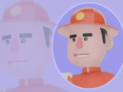 Stylized 3D Firefighter Holding Towels - Cartoon Male Hero 3D model