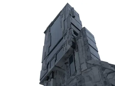 Scifi Futuristic building Free low-poly 3D model