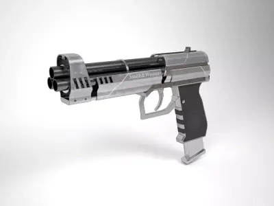 pistol gun Low-poly 3D model get
