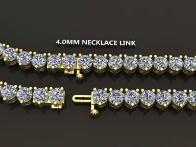 3-PRONG TENNIS DIAMOND NECKLACE LINK 4MM 3D print model