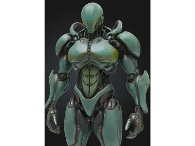 Futuristic Bio Mech Robot Low-poly 3D model