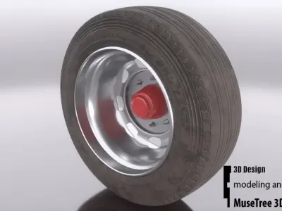 Tire and Rim Low-poly 3D model