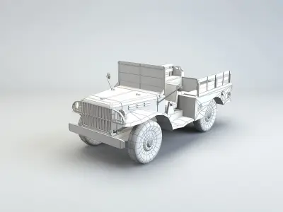 Low Poly Dodge WC Cargo Truck Low-poly 3D model