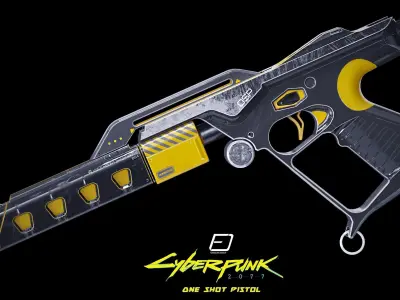 Cyberpunk PBR One Shot Pistol Low-poly 3D model