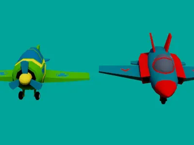 Transport two toy airplanes Low-poly 3D model