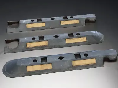 Vintage Metal Machine Part Set Low-poly 3D model