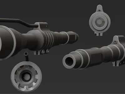 AR15 - M4A1 - barrel and gas block  - NATO - High-poly 3D model