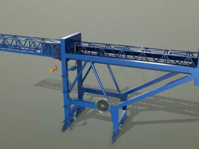 PBR Port Container Crane - Blue  Low-poly 3D model
