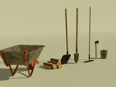 Low Poly Garden Tools Low-poly 3D model