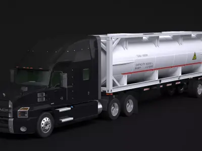 Semitruck and ISO Tank Trailer 3D model