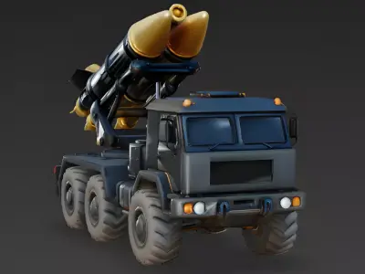 Golden-Salvo Tactical Missile Truck 3D Model Low-poly 3D model