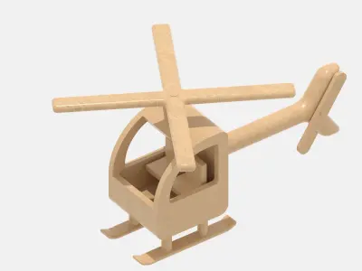 Wooden Helicopter Low-poly 3D model