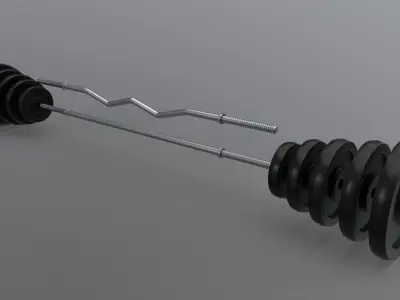 PBR Adjustable Barbell Set A2 Low-poly 3D model