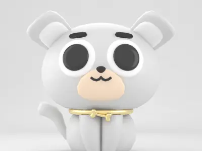 dog 3d cartoon Low-poly 3D model