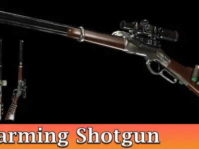 Charming shotgun Low-poly 3D model