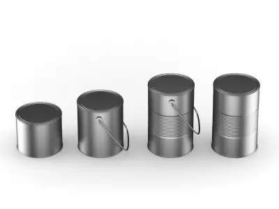 4 Painting Cans Collection 3D model