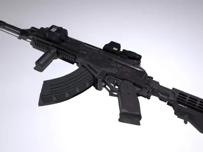 ak-47 futuristic game ready Low-poly 3D model
