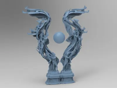 Dantes Inferno Fire waves Low-poly 3D model