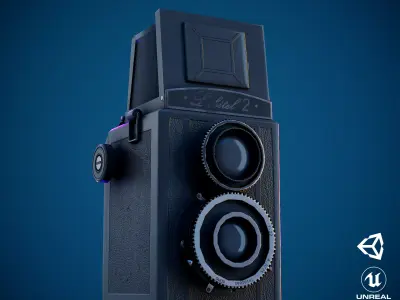 Lubitel 2 Game Ready LowPoly PBR camera Low-poly 3D model