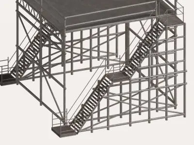 Metal pipe high platform Low-poly 3D model