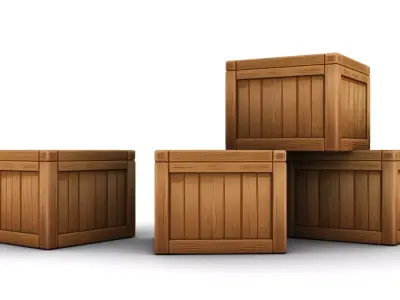 Stylized Wooden Crate Low-poly 3D model purchase