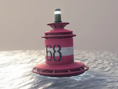 Buoy River RB-4-02 Right Turn Mark Low-poly 3D model