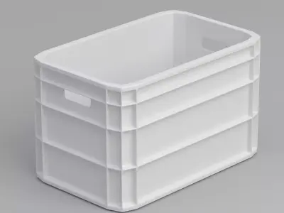 Portable Plastic Crate white 3D model